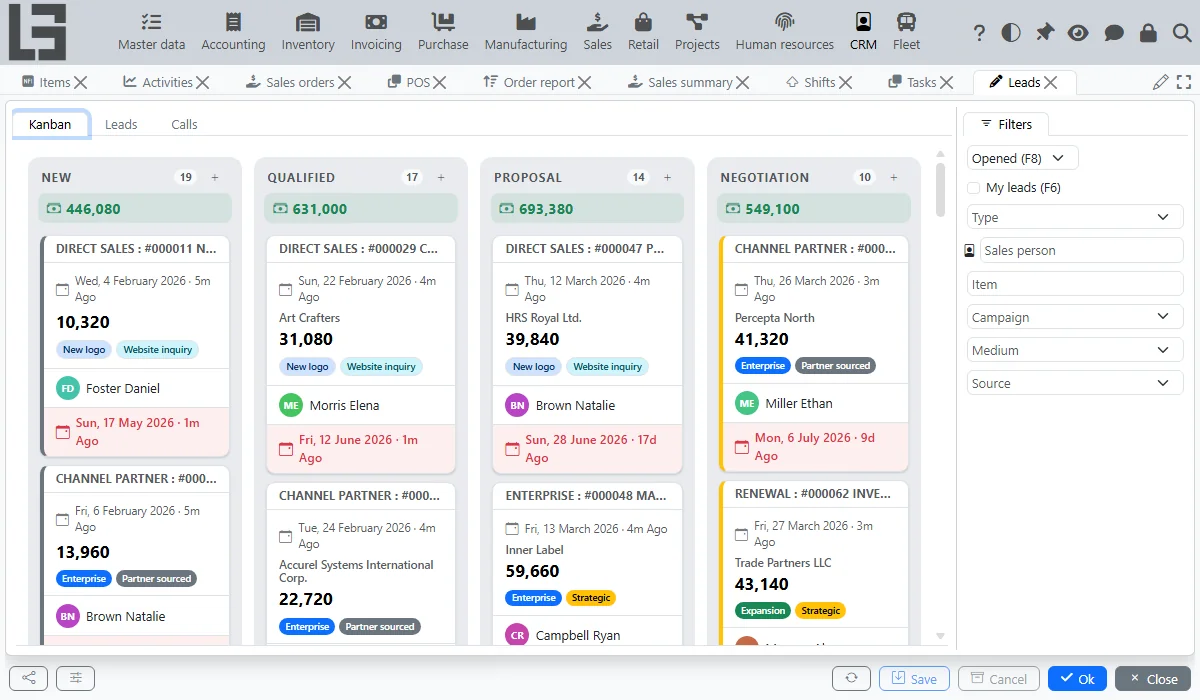Vertriebspipeline in MyCompany CRM